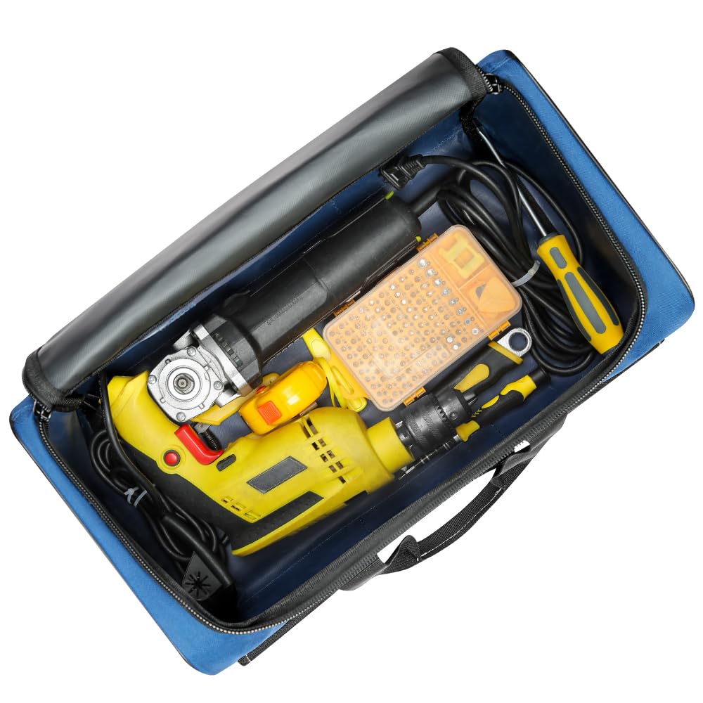 WINHUNT Large Tool Bag, 1680 Denier with 5 Exterior Pockets Electrician Tool Bag, Ideal for DIY Enthusiasts and Craftsmen Tool Bags for Men Heavy Duty, Blue