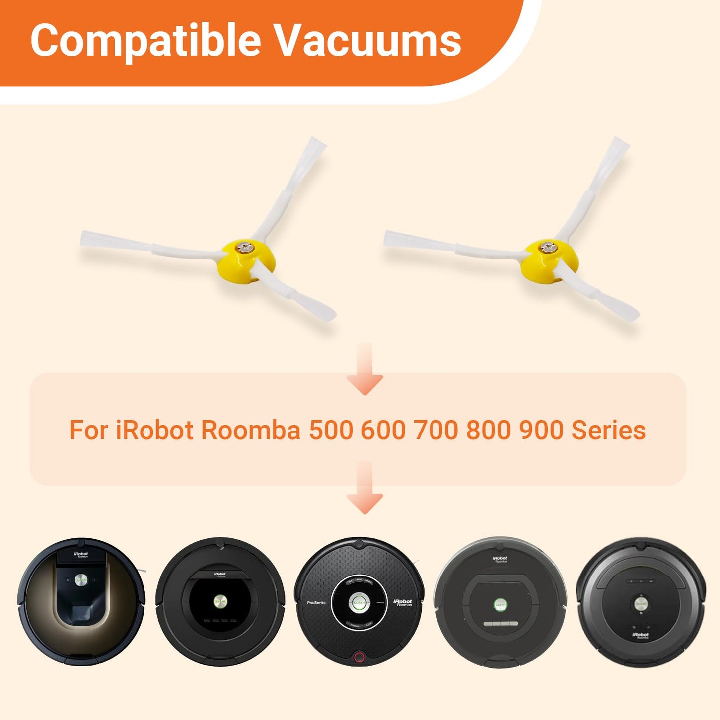 Replacement Parts Side Brush Compatible for iRobot Roomba 600 700 800 900 Series 675 692 694 677 671 614 980 960 985 880 860 866 870 Vacuum Cleaner Accessories,6 Edge Sweeping Side Brush,Screw Driver