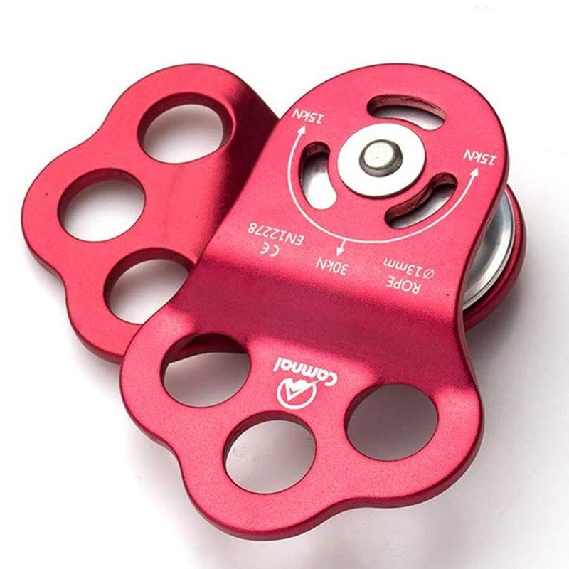 AXUYU Climbing Pulley 30KN Three Holes Ball Bearing Single Pulley Rock Climbing Pulley for 13mm Rope Hauling, Rock Climbing, Rescue Applications, Zipline Sports Etc