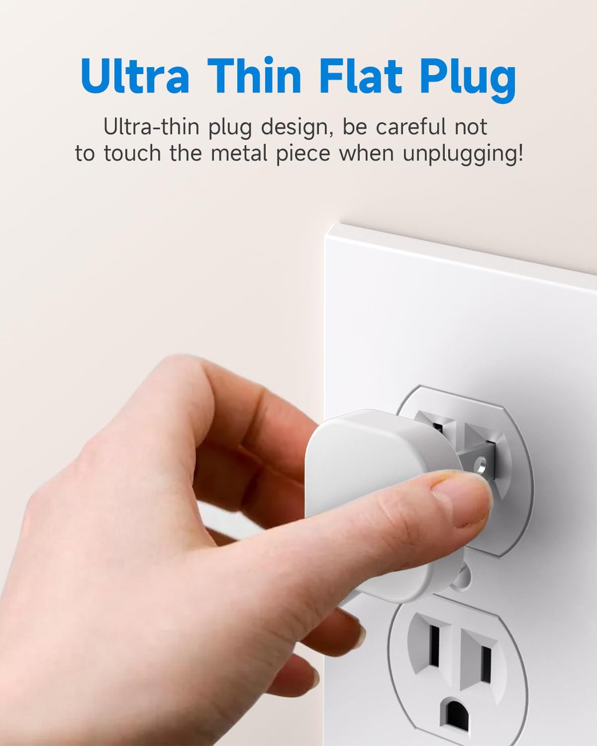 Flat Plug Short Extension Cord 1Ft White Low Profile Adapter 3 Prong Indoor Small Grounded Power Cable Outlet Saver 16AWG 13A 1625W 2 Pack