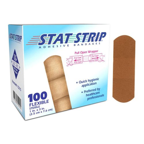 Dukal NUT 15215 Stat Strip Flexible Fabric Adhesive Bandage, 1" x 3" (Pack of 100)