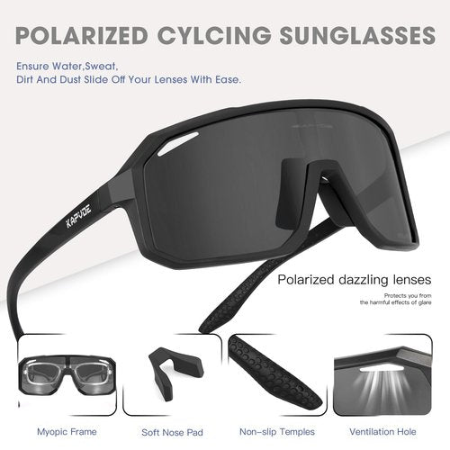 KAPVOE Polarized Cycling Glasses Sports Sunglasses, UV400 Running Fishing Baseball Glasses for Men Women K62