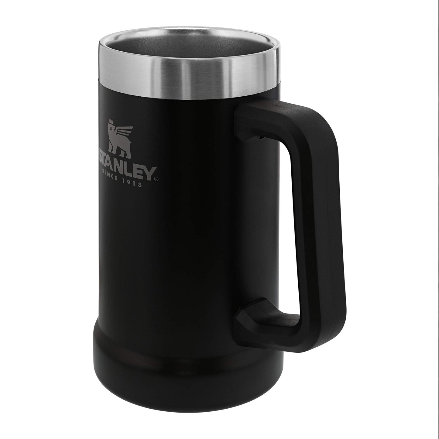 STANLEY Stay-Chill Beer Stein 24 oz | Heavy Duty Big Grip Handle | Beer Tumbler Drink Cup, Holds 2 Cans | Insulated Stainless Steel Party Mug | BPA-Free | Matte Black