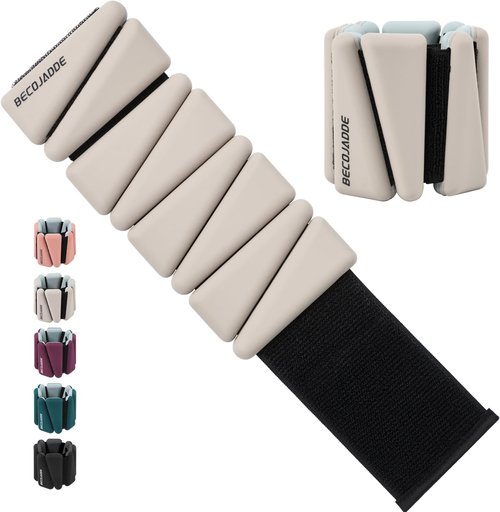 BECOJADDE Ankle Weights - Adjustable Set of 2 (1 lb/2 lb/3 lb) for Pilates, Running & Yoga