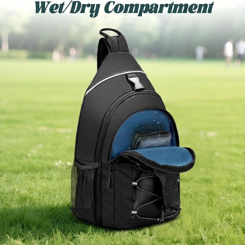 Ytonet Pickleball Bags for Men with Wet/Dry Compartment, Pickleball Paddle Bag, Water-Resistant Pickle Ball Backpack Sling Bags for Women, Black