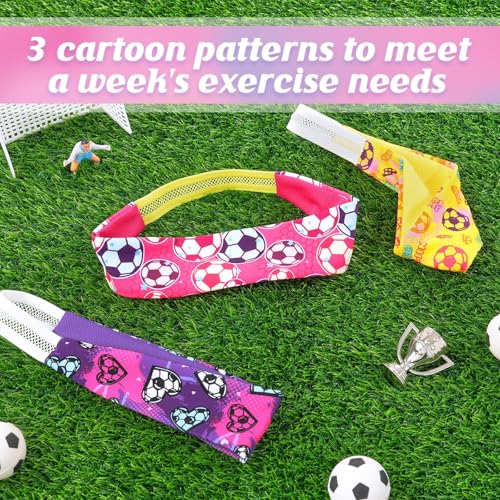 Soccer Headbands for Kids - 3 Pack in Pink, Yellow & Purple