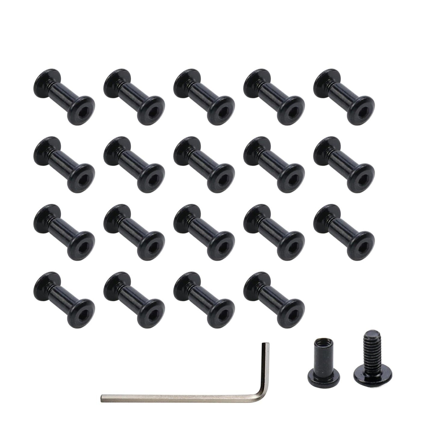 Oedema M4×10mm Binding Post Screw Stainless Steel Socket Cap Screws Barrel Nuts and Bolts with Hex Wrench for Furniture Bed Cabinet Cupboard Table Set of 20