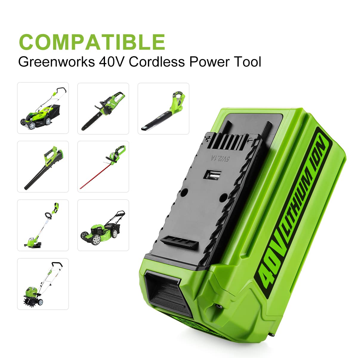 AYTXTG 2Pack 6500mAh 40V Battery Replacement for Greeenworks 40v Battery 29472 29462 Battery, Compatible with Greenworks 40V G-MAX Power Tools 29252 20202 22262