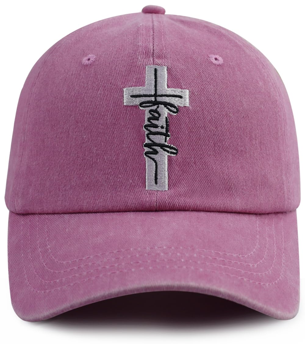 Christian Gifts for Women Men, Funny Jesus Cross Hat, Religious Faith Baseball Cap, Birthday Christmas Thanksgiving Spiritual Gifts for Family Friend Pink