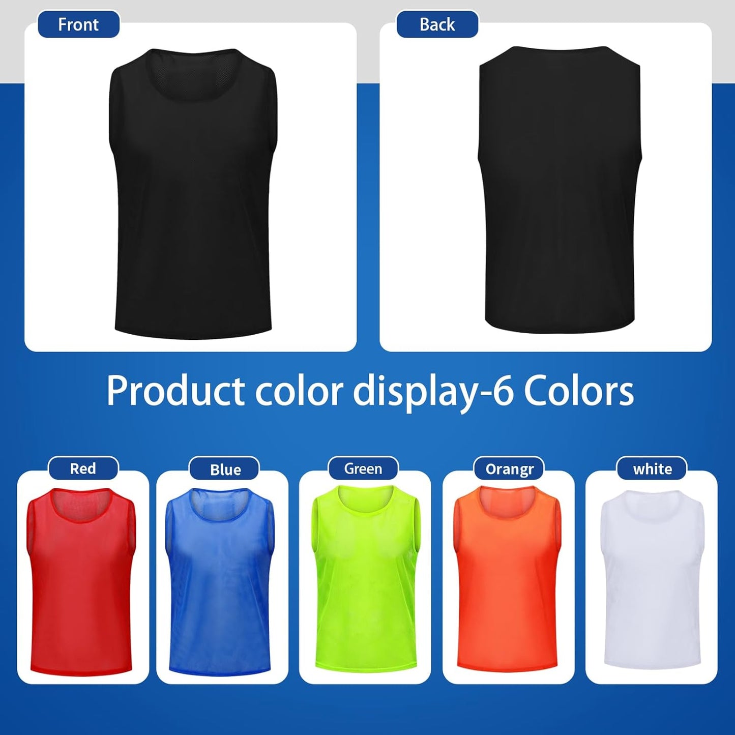 Skiennix Soccer Pinnies - Youth Scrimmage Vests with Numbers for Team Practice | Lightweight & Durable