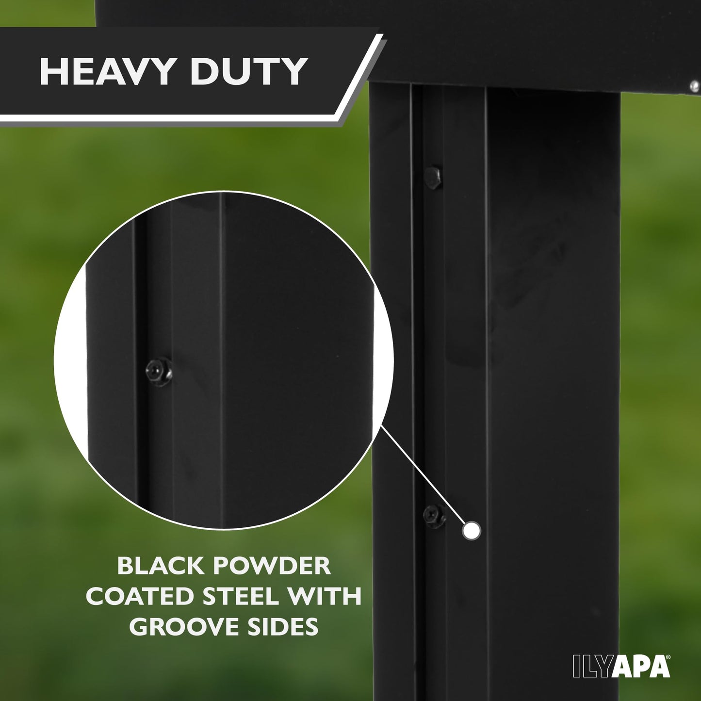 Ilyapa Black Mailbox Post for Outside, 43x4x4 inch Modern Metal Post Sleeve with Universal Mounting Plate Bracket for Curbside Residential Mailbox, Heavy Duty Outside Mailbox with Grooved Sides