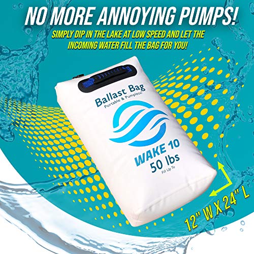 WAKE 10 Boat Ballast Bag, 50 lb, Portable Pumpless Wakeboarding & Wakesurfing