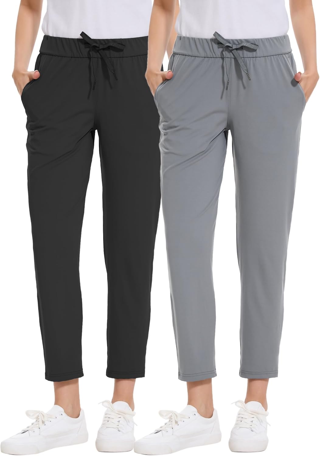 Skiennix Women's Golf Pants - Stretchy 7/8 Ankle Sweatpants with Deep Pockets for Athletic & Travel