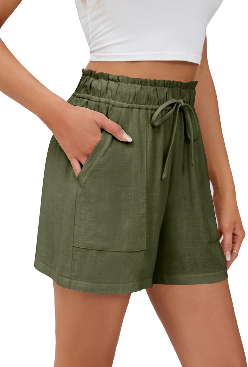 Skiennix Linen Beach Vacation Shorts - High Waisted Casual Summer Outfits for Women | Comfy Resort Wear