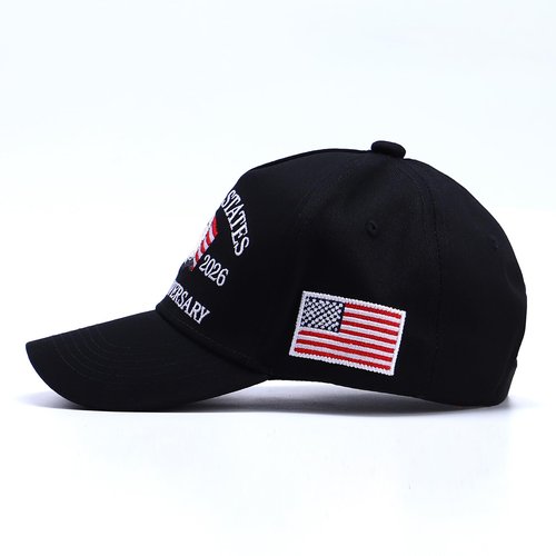 ZHUGLO 250th Anniversary Patriotic Baseball Cap (1776-2026) Embroidered USA Hat, Adjustable Unisex Bicentennial Gift (US, Alpha, One Size, Black)