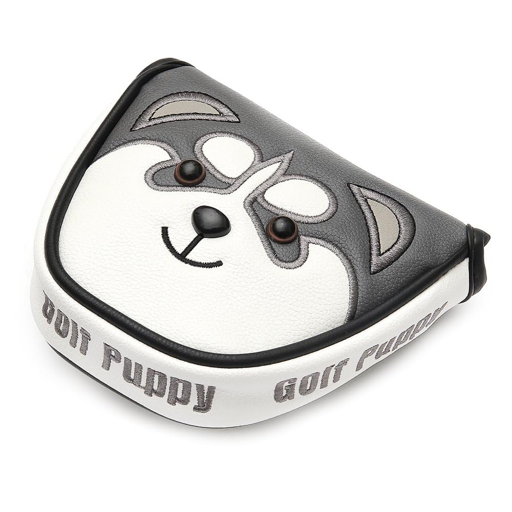 SHABIER PU Leather Mallet Putter Head Cover with Husky Design Golf Club Funny PU Leather Cartoon Animals Headcovers Protector (Mallet Putter Cover)