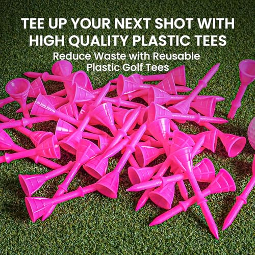 Unbreakable Pink Golf Tees - 3 1/4 Inch, 25 Pcs