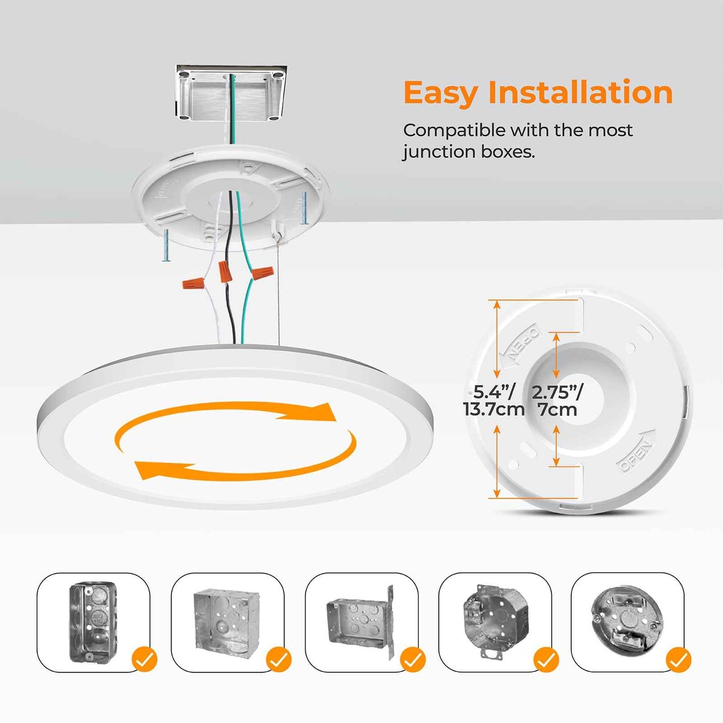 BLNAN LED Flush Mount Ceiling Light, 12 Inch 24W 3000K/4000K/5000K Hardwire Light Fixture, Ultra Thin Round White Lamp for Kitchen Porch Bedroom Hallway Stairwell Basement, Non-dimmable 1 Pack