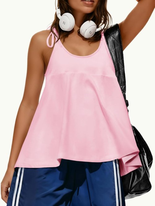 Fisoew Women's Workout Tank Top - Sleeveless Racerback Design for Summer Fitness | Loose Fit Gym Shirt