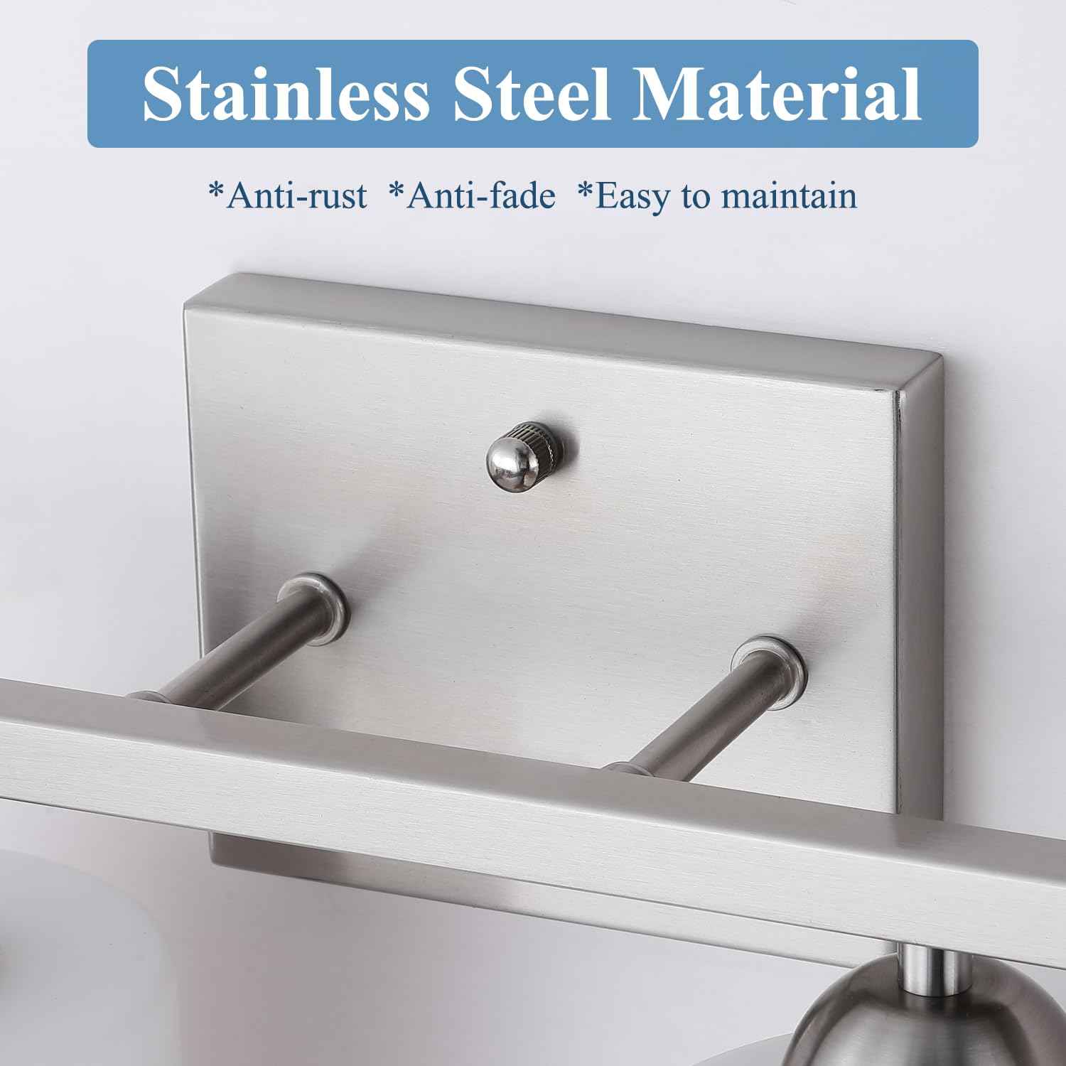 Mecgirn Stainless Steel Milk Glass Vanity Lights for Bathroom, 2 Light Brushed Nickel Bathroom Light Fixtures Over Mirror, Ceramic E26 Sockets Wall Mounted