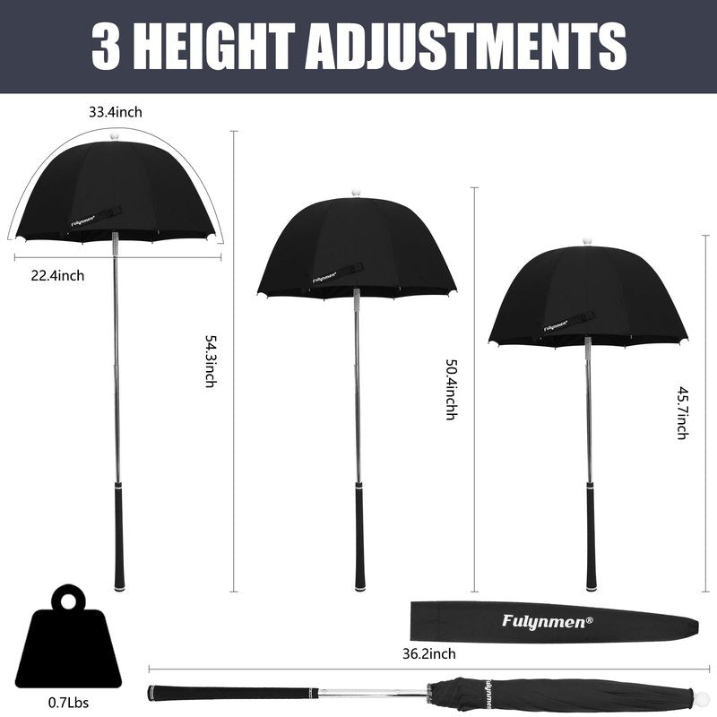 Fulynmen Golf Bag Umbrella for Club Protection - Rain Cover Flex Umbrella (Black)