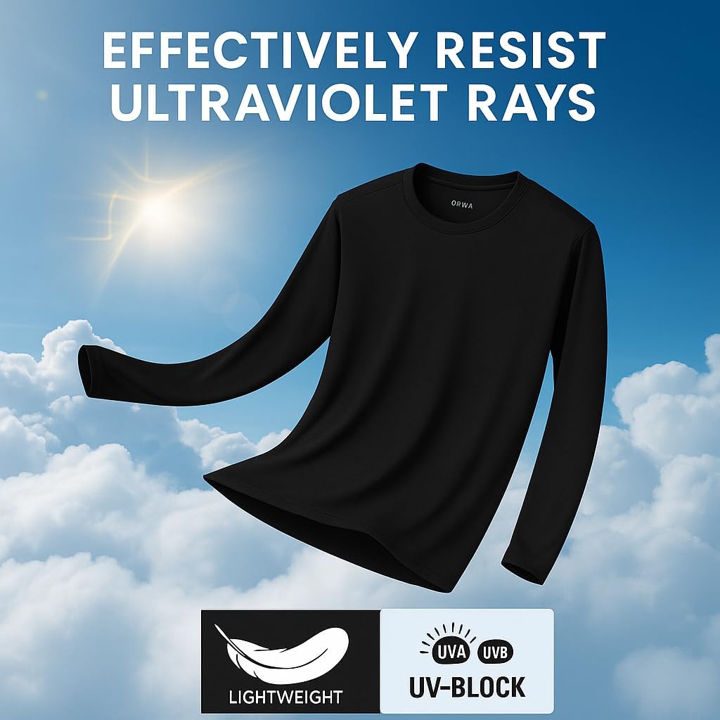 Men's Long Sleeve Moisture Wicking Athletic Shirts, Dry Fit Long Sleeve UV Protection Shirts Men for Workout, Running, Hiking