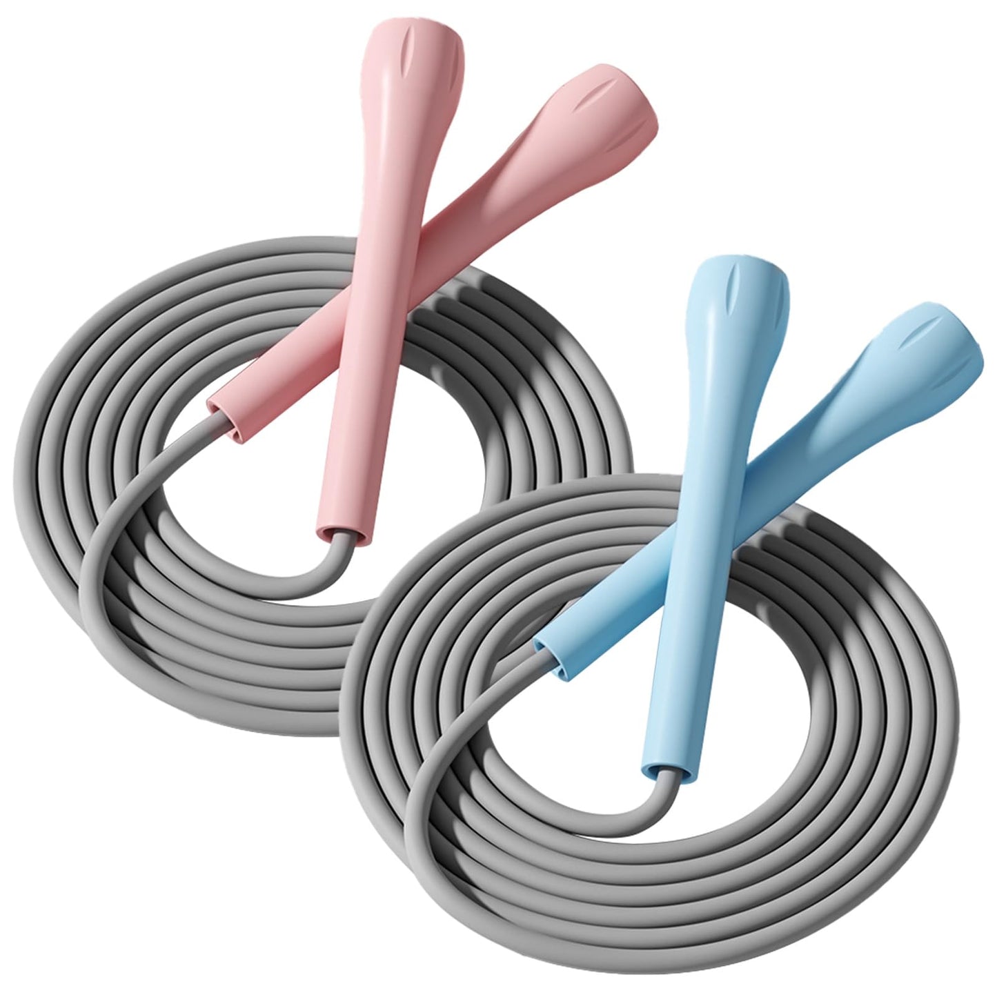 CINDALOG 2 Pack Jump Rope for Kids, Lightweight Adjustable Jump Rope for Fitness, Tangle-Free Skipping Rope Speed Jumping Rope for Women Men, 2-Color