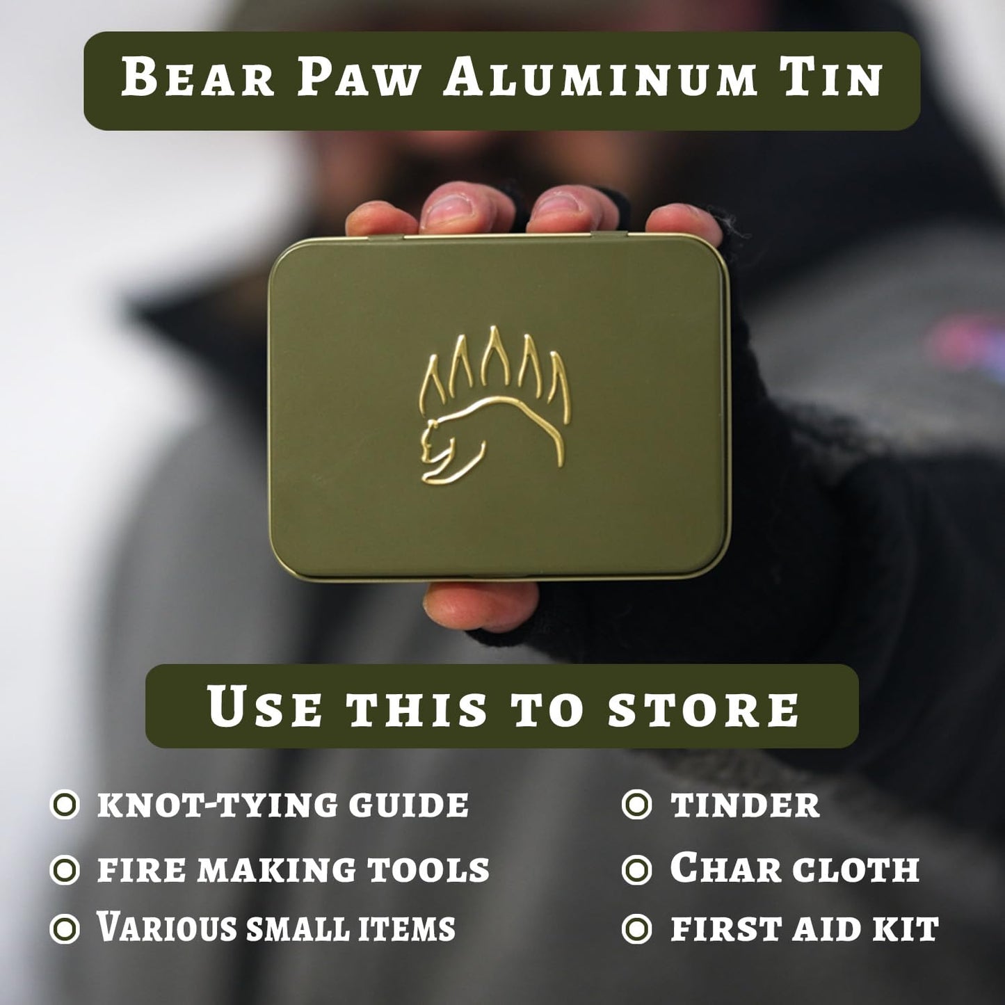 The Bear Essentials Outdoors Knots Tying Kit, includes Waterproof Knot Tying Cards, 2 Practice Ropes, Bushcraft Tin, Burlap Sack | for Outdoor Survival, Backpacking, Hiking & Scouts - Regular Kit