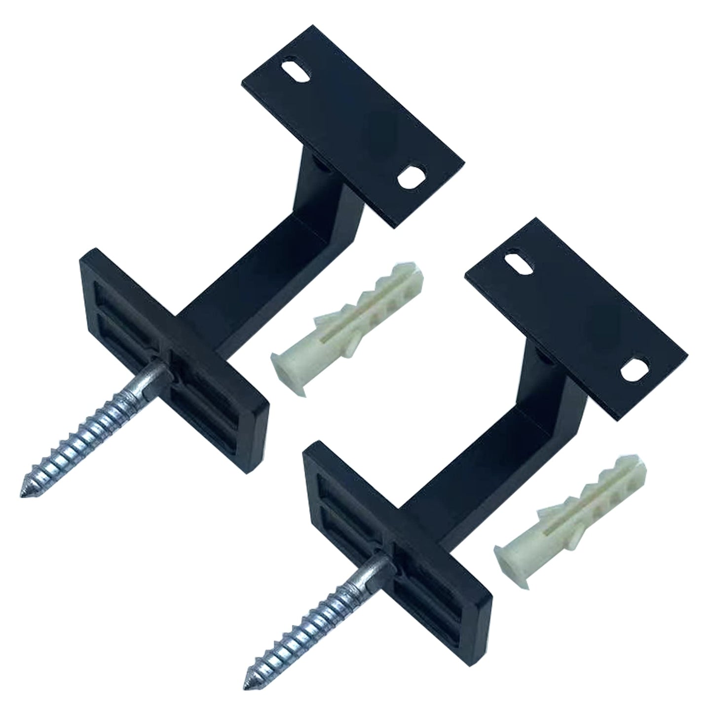 LANGLIER Handrail Brackets for Adjustable Staircase Stair Railing Brackets with Screws (Plane, Black)