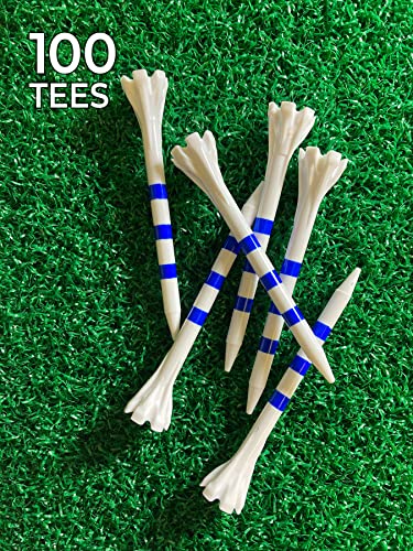 Champ My Hite FLYtee Stripe Golf Tees 2-3/4" White/Blue 100 Count - Durable & Consistent Tee Height