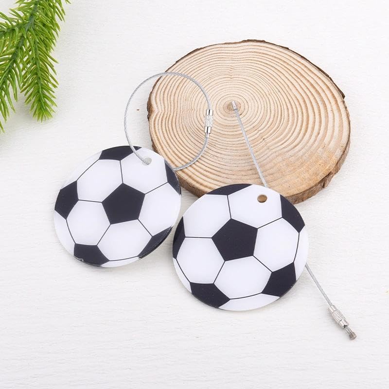 Soccer Luggage Tags - 2Pcs Acrylic Name Labels with Metal Ring