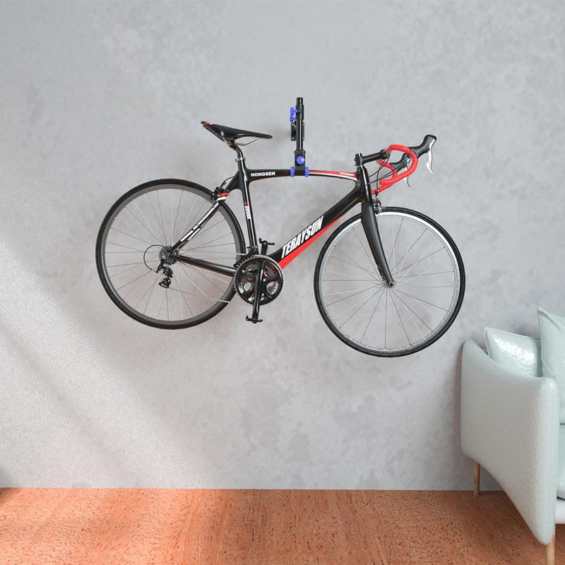 teraysun Bike Repair Stand (Max 66lbs)- Wall Bench Mount Workbench Rack Height-Adjustable 48~69cm, 360° Rotatable Clamp Fits 16''-29'' Bikes（BLACK）