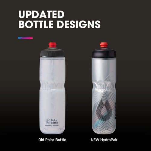 HydraPak | Polar Bottle - Polar Surge Insulated Bike Water Bottle 2-Pack - High Flow, Cycling & Sports Squeeze Bottle (Ascent Black, 700ml / 24oz)