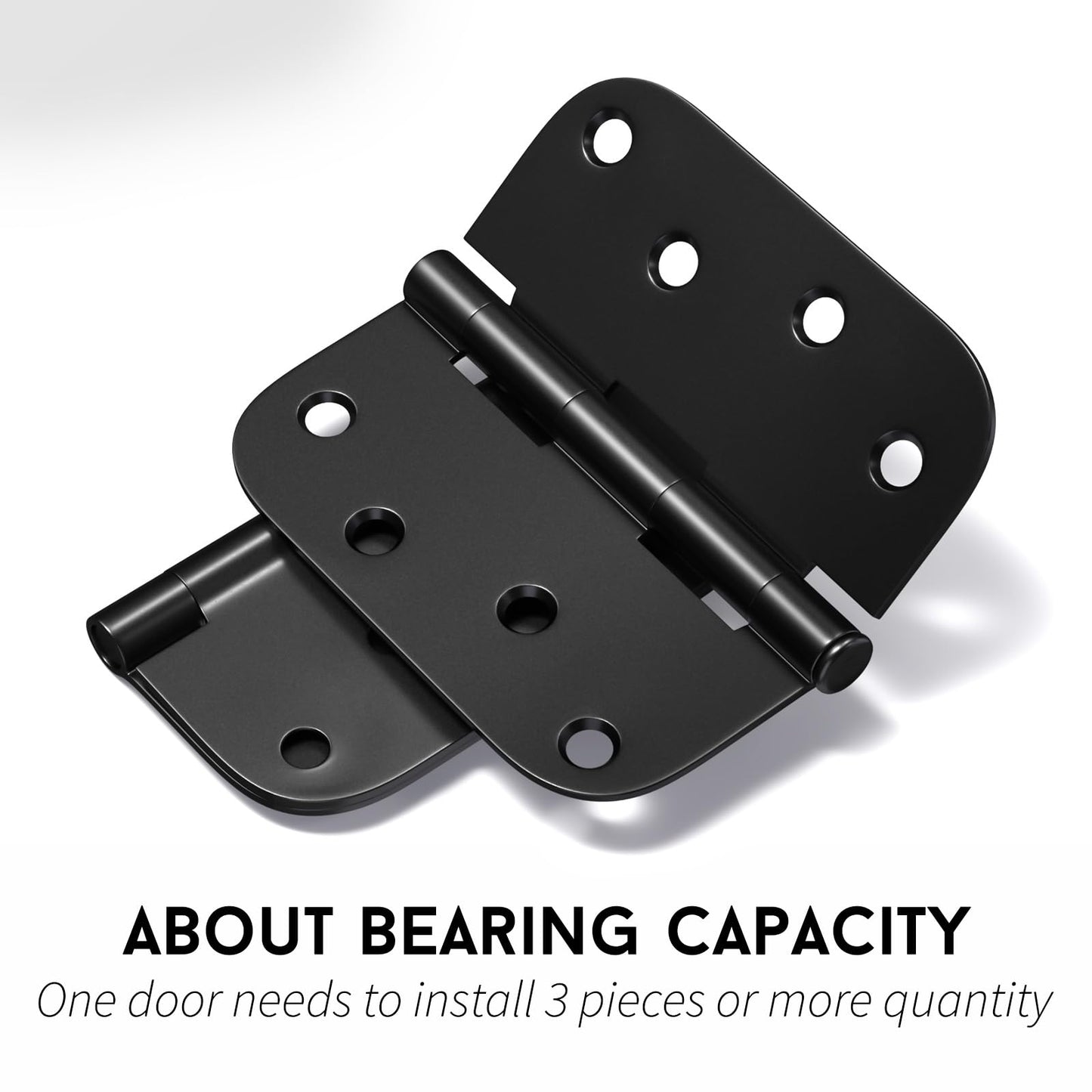 goldenwarm Pack of 6 Matte Black Heavy Duty Iron Door Hinges, 4 Inch x 4 Inch Interior and Exterior Black Door Hinges with 5/8" Radius Corners