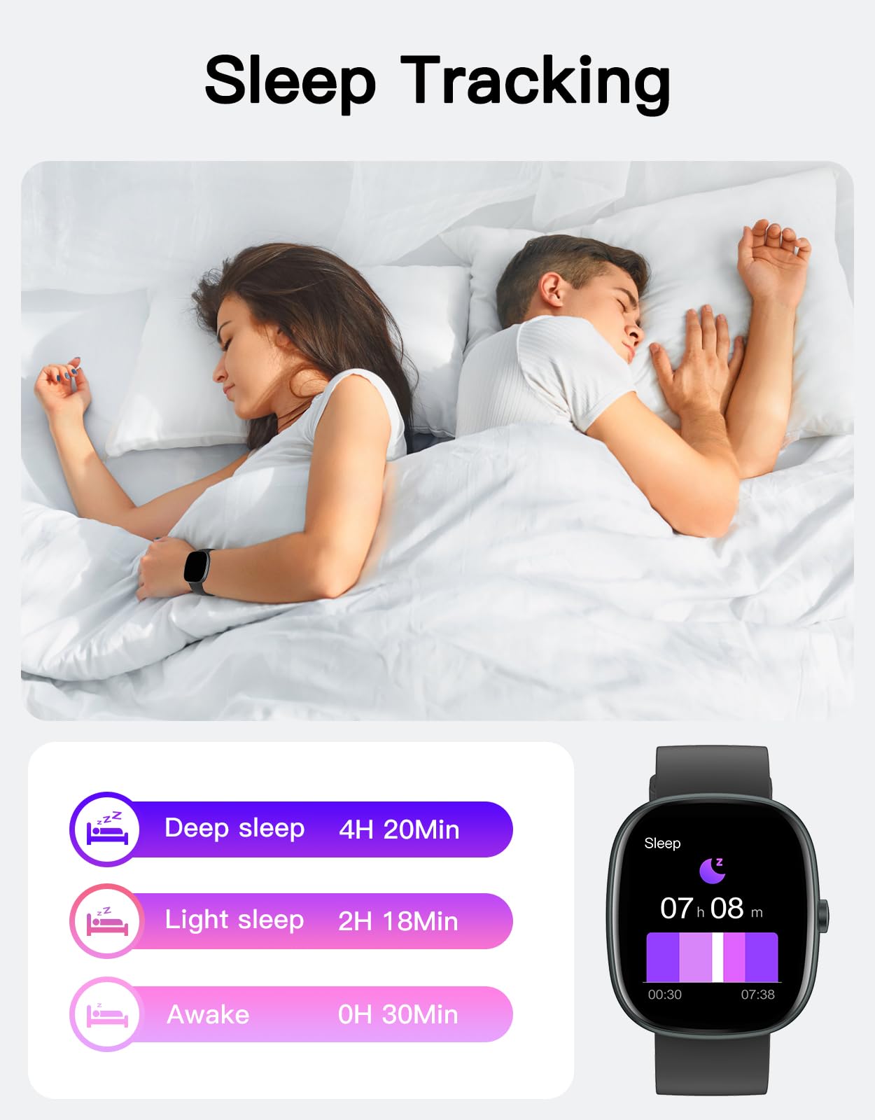 Fitness Trackers for Men Women with Bluetooth Call 24/7 Heart Rate & Blood Oxygen Monitor Sleep Tracker, Steps/Calories Counter Stopwatch/Timer/Alarm Clock, Pedometer for Walking Waterproof (Black)