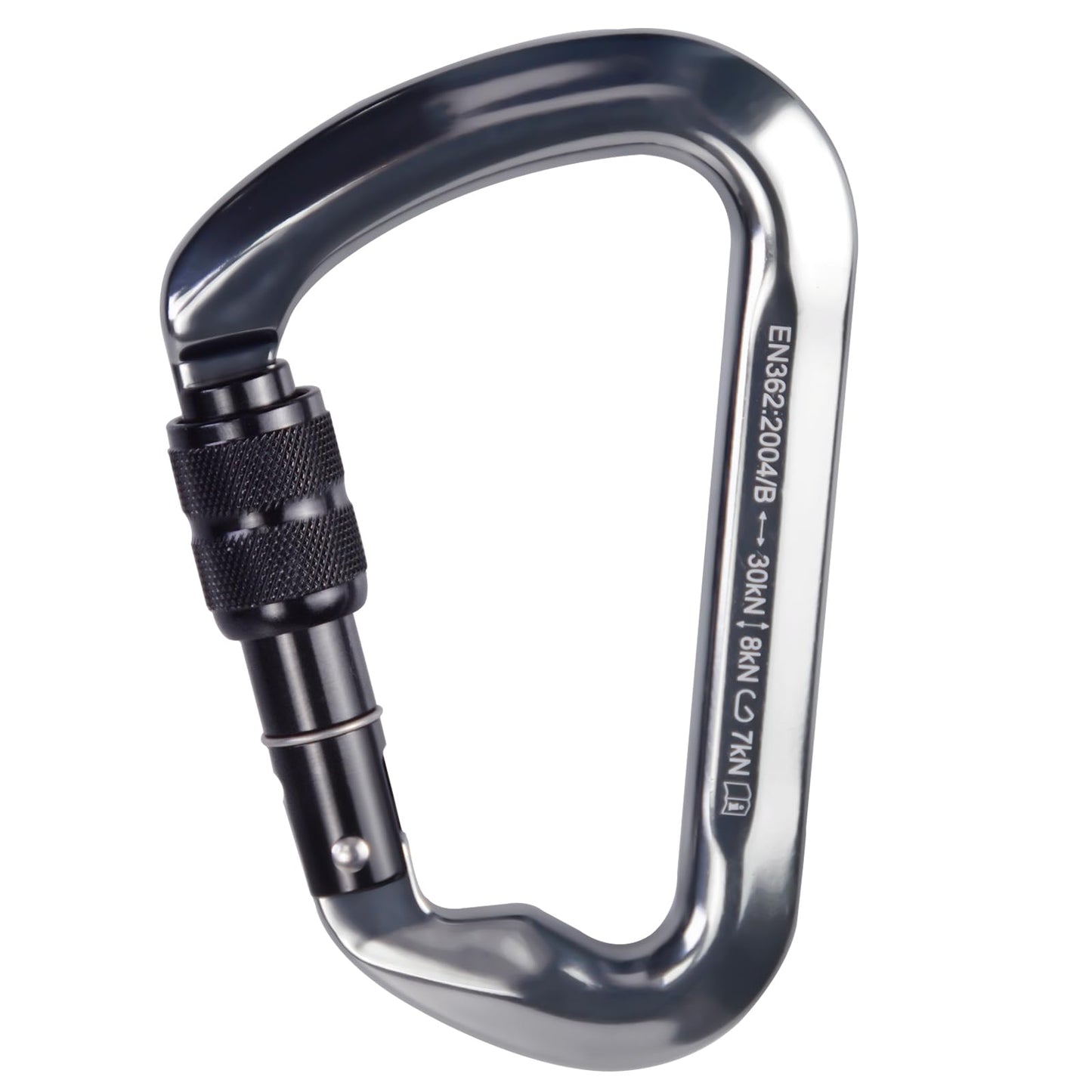SEPEAK UIAA CE 30kN Locking Climbing Carabiner, Professional Heavy Duty Screwgate Clip for Outdoor Climbing, Mountaineering, Rappelling, Camping, Hiking, Swing, Large D Carabiner Hook/6744lb,2pc,Black