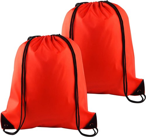 KUUQA Drawstring Backpack Bags - 2-Pack Red Storage Sacks for Easy Carrying and Organization