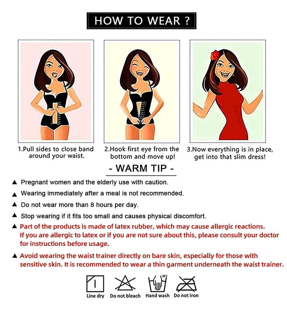 YIANNA Waist Trainer for Women Latex Underbust Double Training Belt Tummy Control Waist Cincher Sport Girdle,YA2223-Black-L