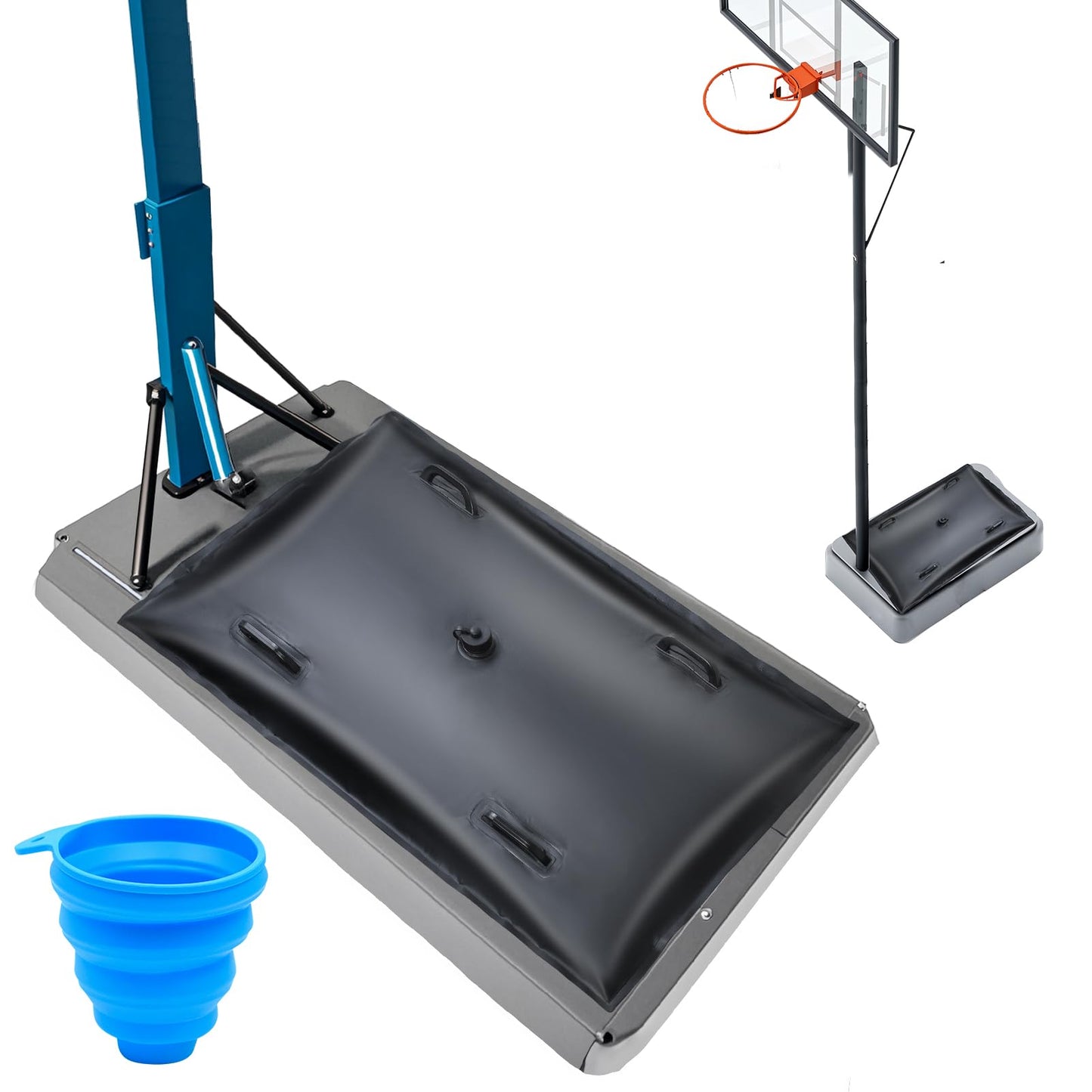 Portable Basketball Hoop Sandbag Heavy Duty Weighted Base Anchor for Basketball Hoops Base Weights Bag Waterproof Dustproof PVC Waterproof Weighted Bottom Anchor Stand Sand Bag Hold 120lbs with Funnel