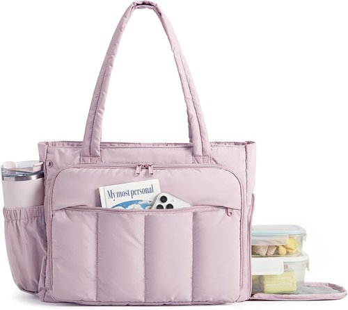 BAGSMART Tote Bag - Insulated Compartment Teacher Tote | Large Puffer Handbag for Work