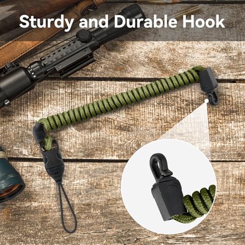 Retractable Rangefinder Tether - Short Army Green Elastic Lanyard