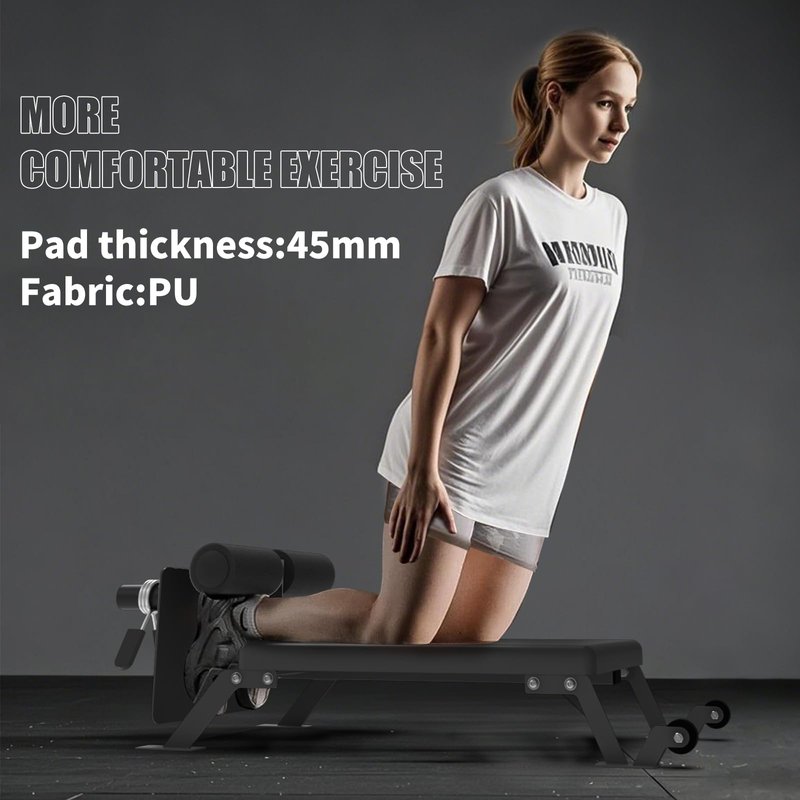 Garvee Nordic Curl Machine,Hamstring & Glute Bench Adjustable with Wheels, Nordic Bench for Home Gym,Black