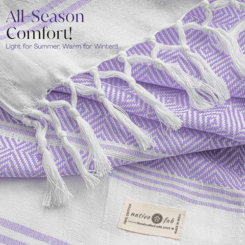 Native Fab Mediterranean Diamond Beach Towels 6-Pack - Soft, Quick Dry, Sand-Free, Oversized Cotton Pool Towels for Adults & Travel
