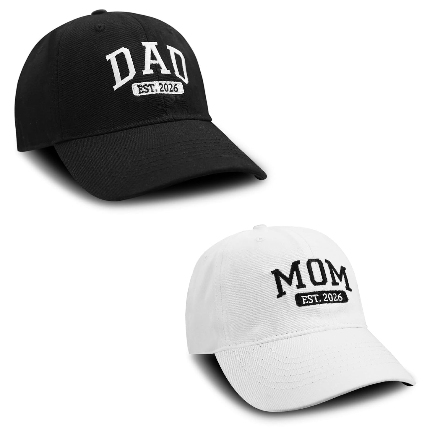 FUIPET Mom and Dad Hats for New Parents Gifts for Couples, Adjustable Embroidered Baseball Caps for Mom and Dad Gifts