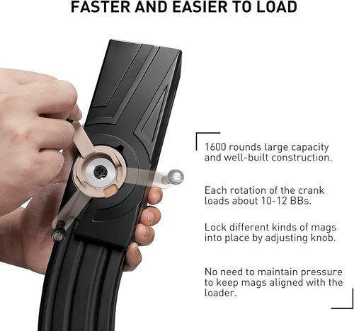 Ludex 6mm Airsoft Speed Loader - 1600 Round Capacity for M4/M16/AK/MP5/G3 Series AEG Rifles