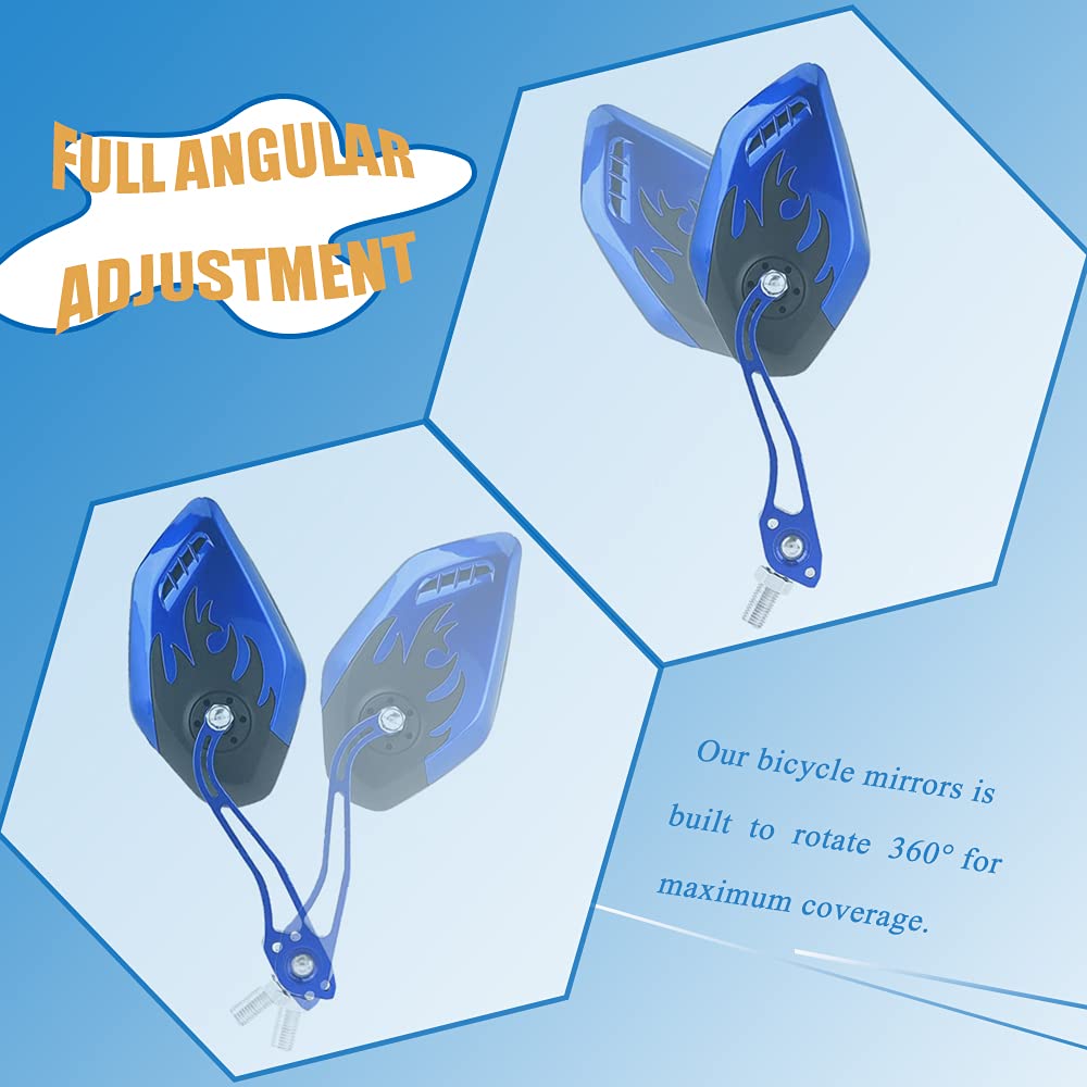 Nakazawa Bicycle Mirrors for Handlebars, Adjustable Rearview Mirror for Motorcycle, Electric Bike, Blue