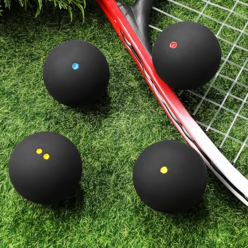 4-Pack Squash Balls Set - High Bounce for Beginners & Training