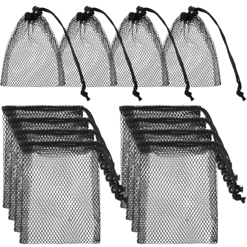 10-Pack Small Mesh Drawstring Bags - 4" x 5.7" Nylon Storage Pouches