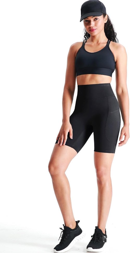CADMUS High Waisted Workout Shorts for Women - 3 Pack | 7.5" Biker Shorts with Pockets