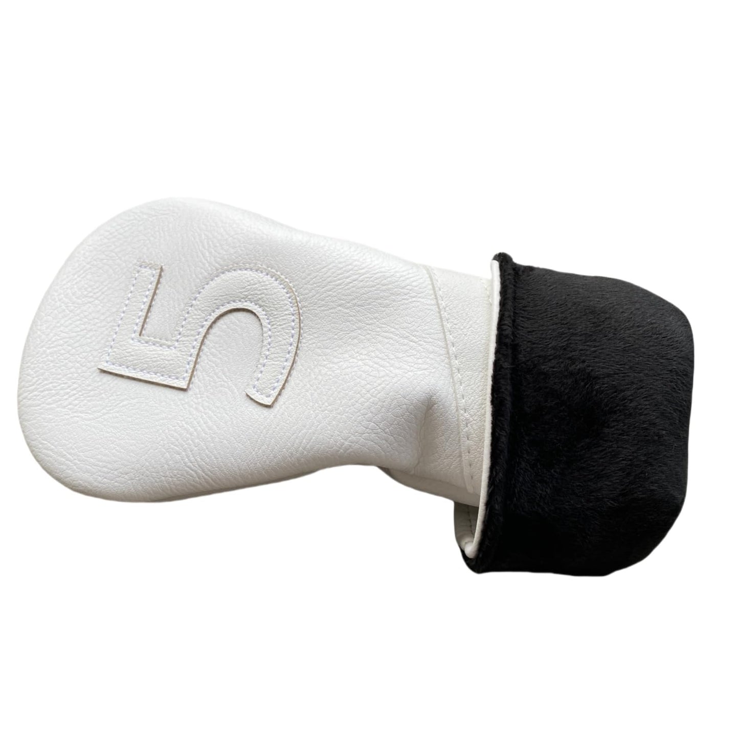NEwoilkwo 5 Wood Head Cover - Premium Synthetic Leather, Elastic Closure, White, Golf Club Cover